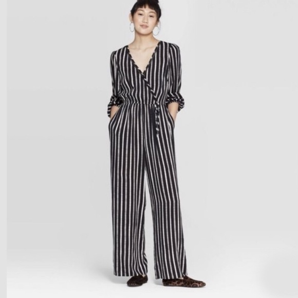 long sleeve striped jumpsuit